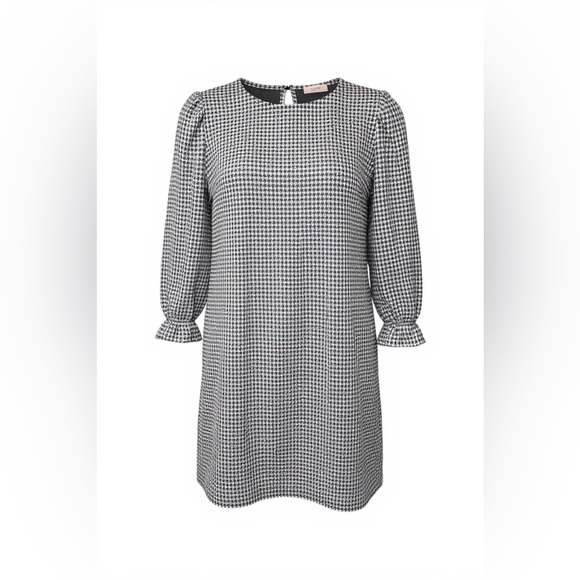 LOFT Womens Black and White Houndstooth Puff
Sleeve Mini Dress Preppy Minimalist - Picture 11 of 11